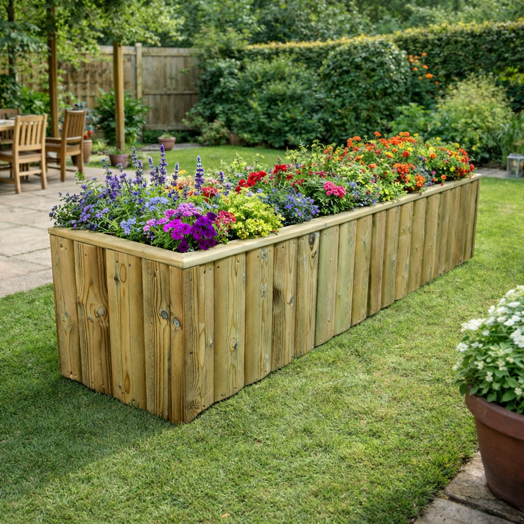 Log Lap Wooden Planter Trough – 180cm Pressure Treated
