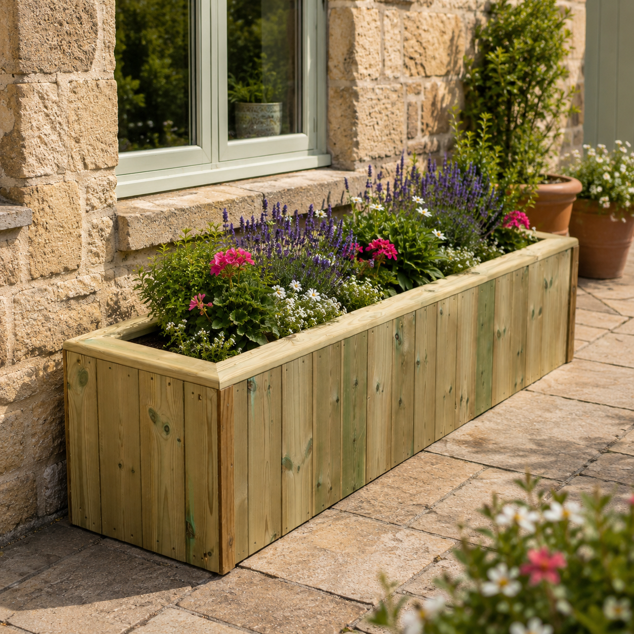 T&G Wooden Planter Trough – 180cm
