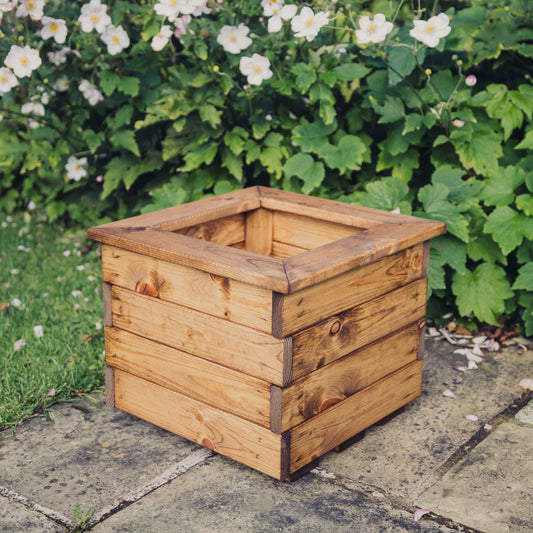 Classic Redwood Small Square Planter                          H32 X W39 X D39
