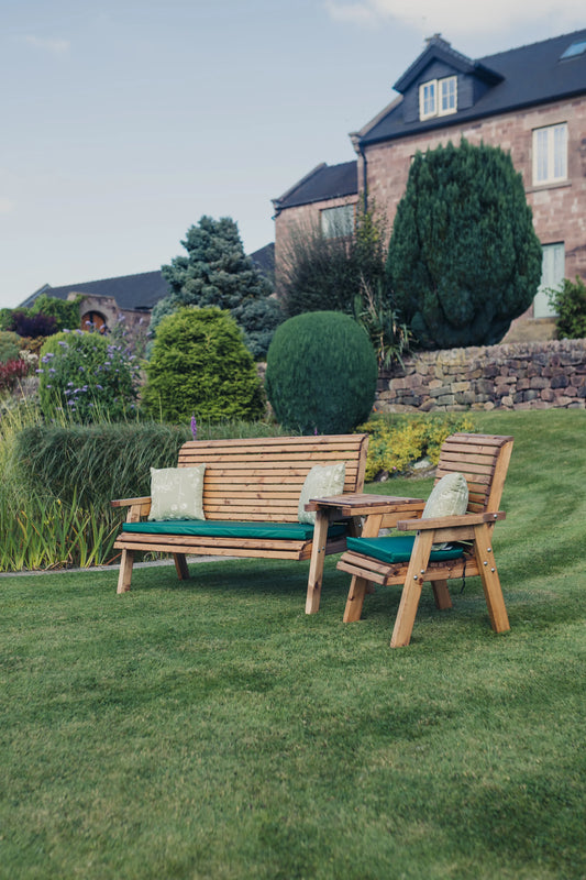 Classic Redwood 4 Seat Set 1 x Chair 1 x Bench - Angled Tray
