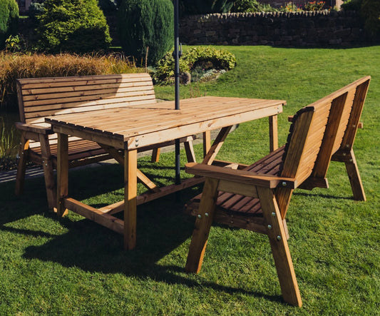 Classic Redwood 4 Seat Rectangular Set - Benches