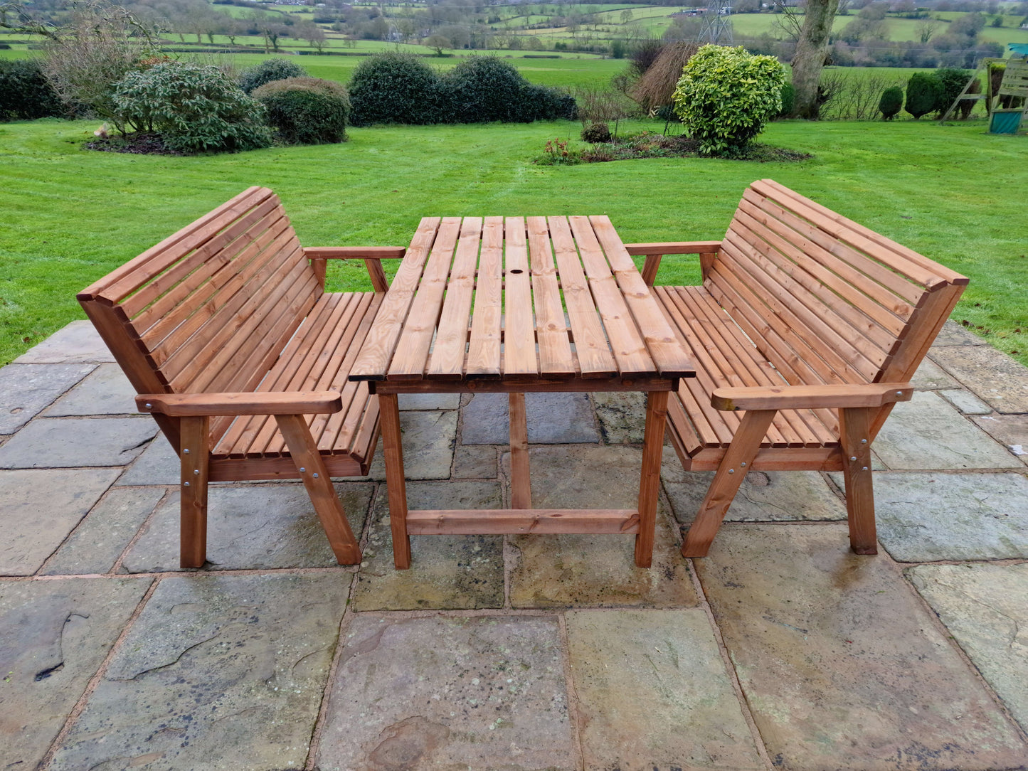 Classic Redwood 6 Seat Set - Benches