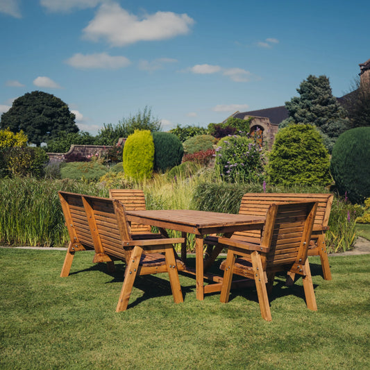 Classic Redwood 8 Seat Set - Benches/Chairs
