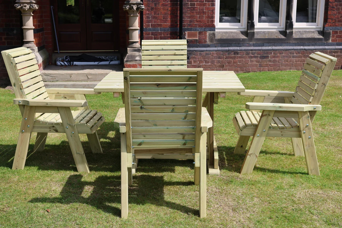 Rear view of Heritage four seat square garden dining set