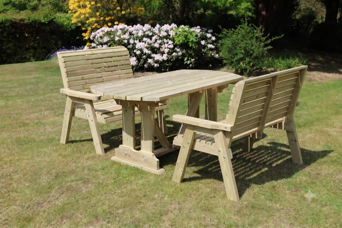 Heritage Tanalised 4 seat table set with two matching two-seat benches