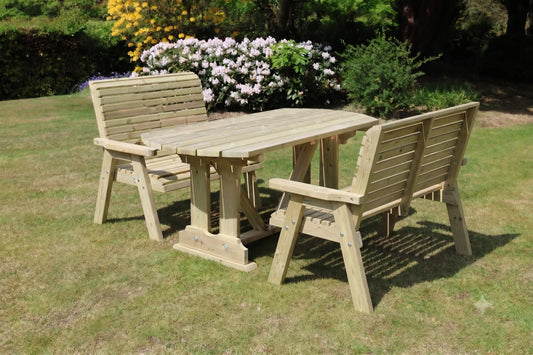 Heritage Tanalised 4 seat table set with two matching two-seat benches