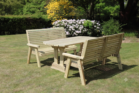 Heritage Tanalised 6 seat table set with two three-seat benches