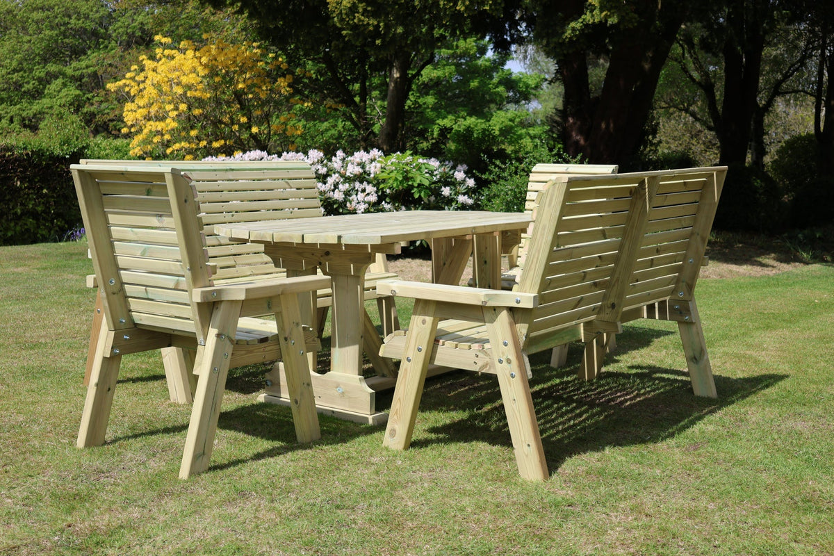Rear view showing the construction of the Heritage Tanalised benches, chairs and table