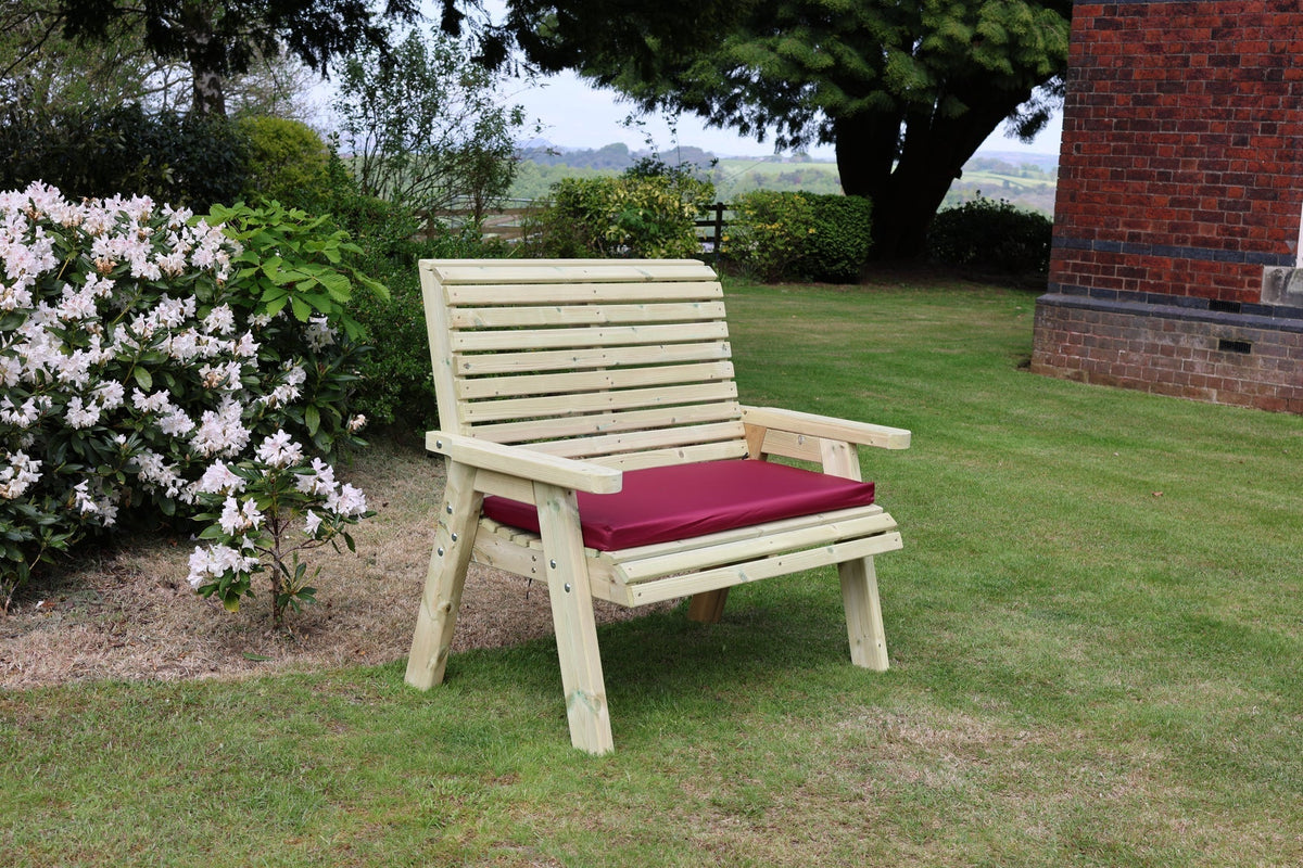 Heritage Tanalised 2 seat garden bench with fitted cushion