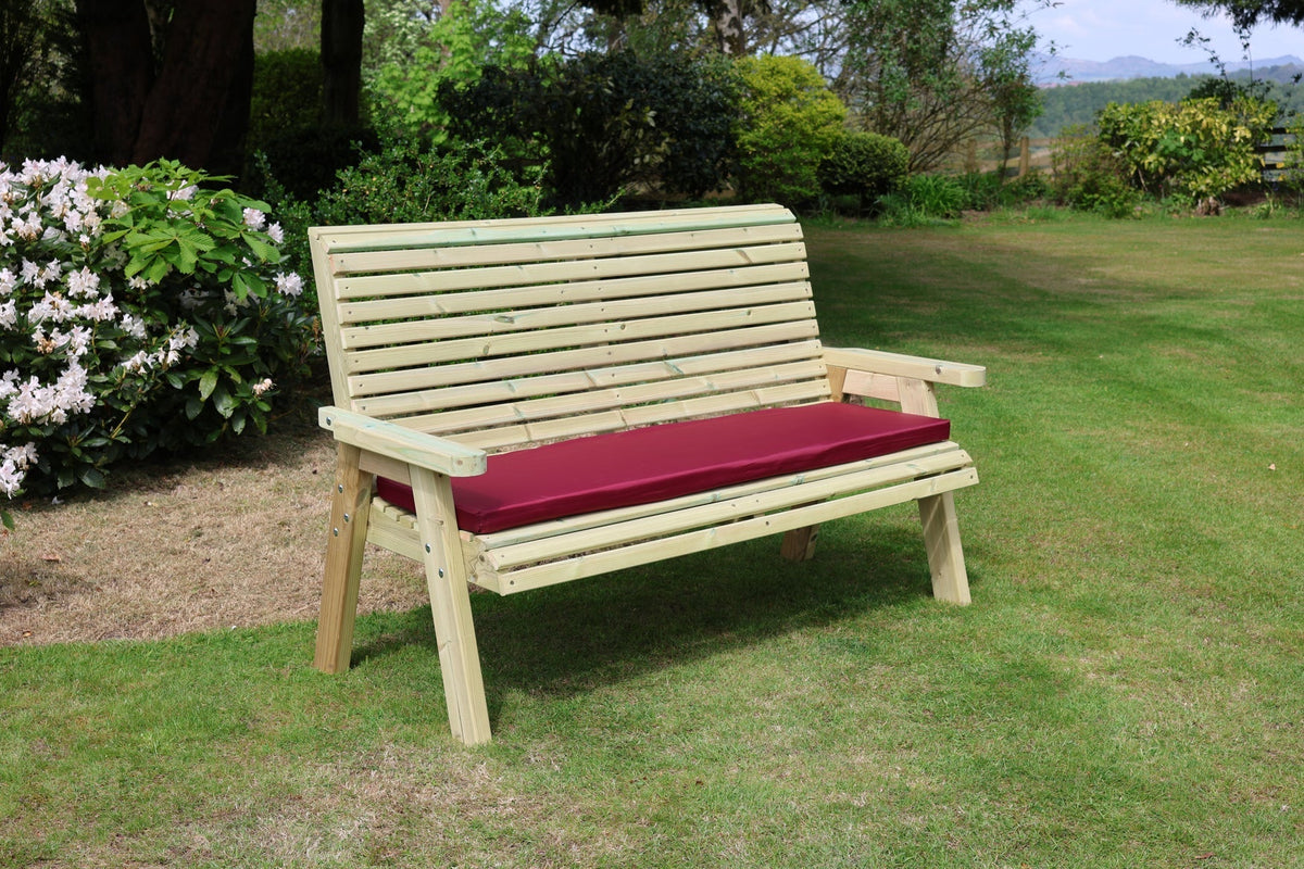 Heritage Tanalised 3 seat garden bench with fitted cushion