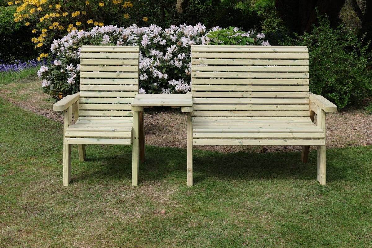 Front view of Heritage Tanalised trio set with straight centre tray