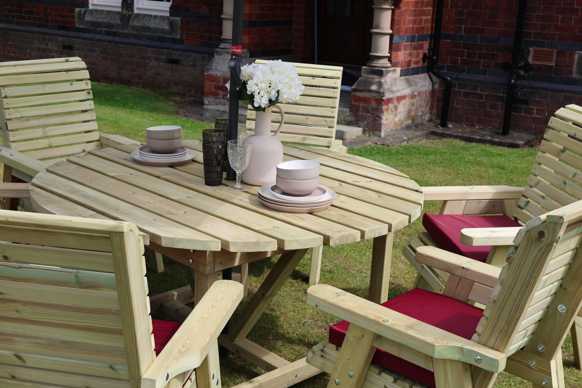 Heritage Tanalised Round Dining Set – 6 Seater with 6 Chairs