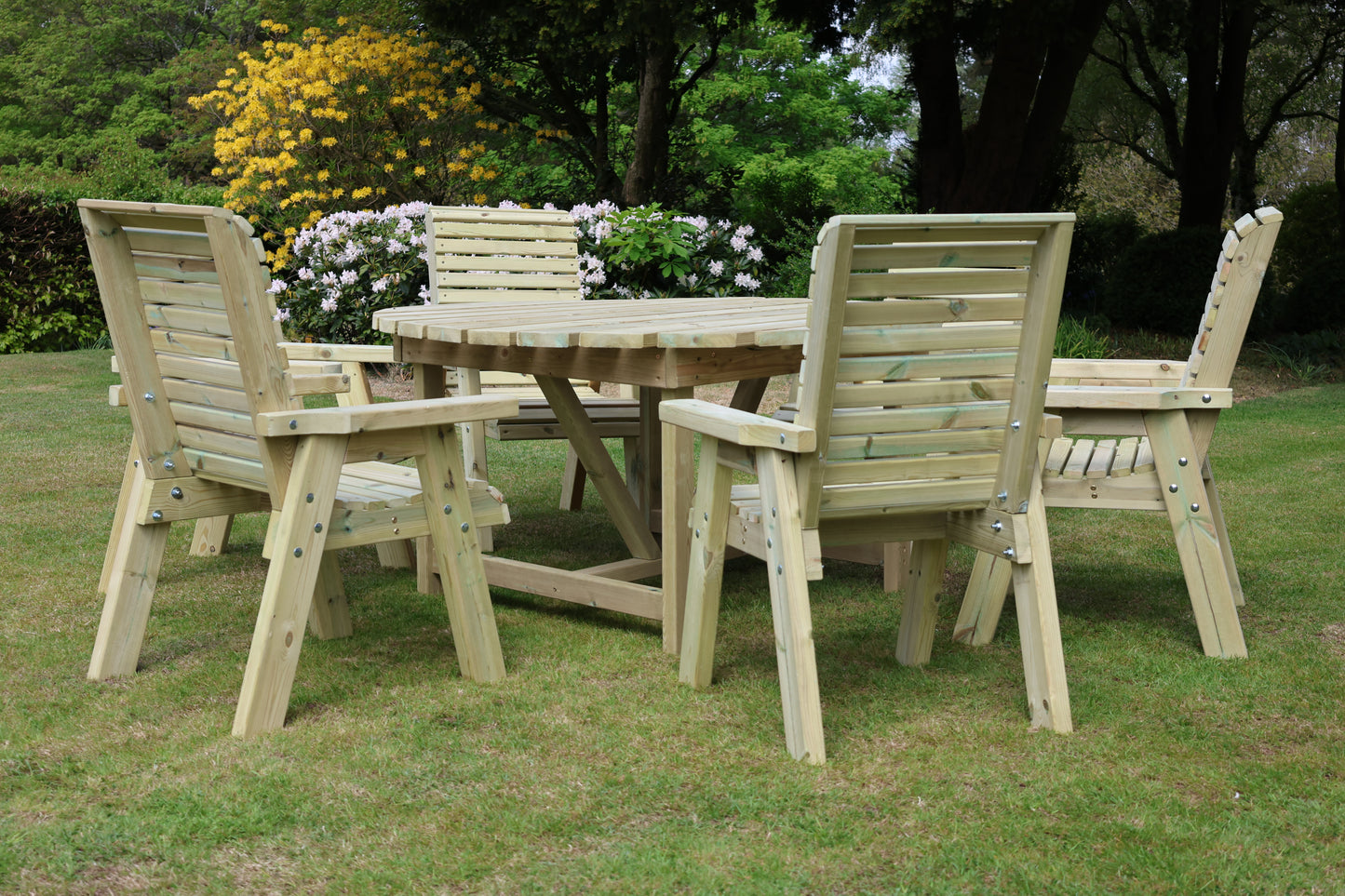 Heritage Tanalised Round Dining Set – 6 Seater with 6 Chairs