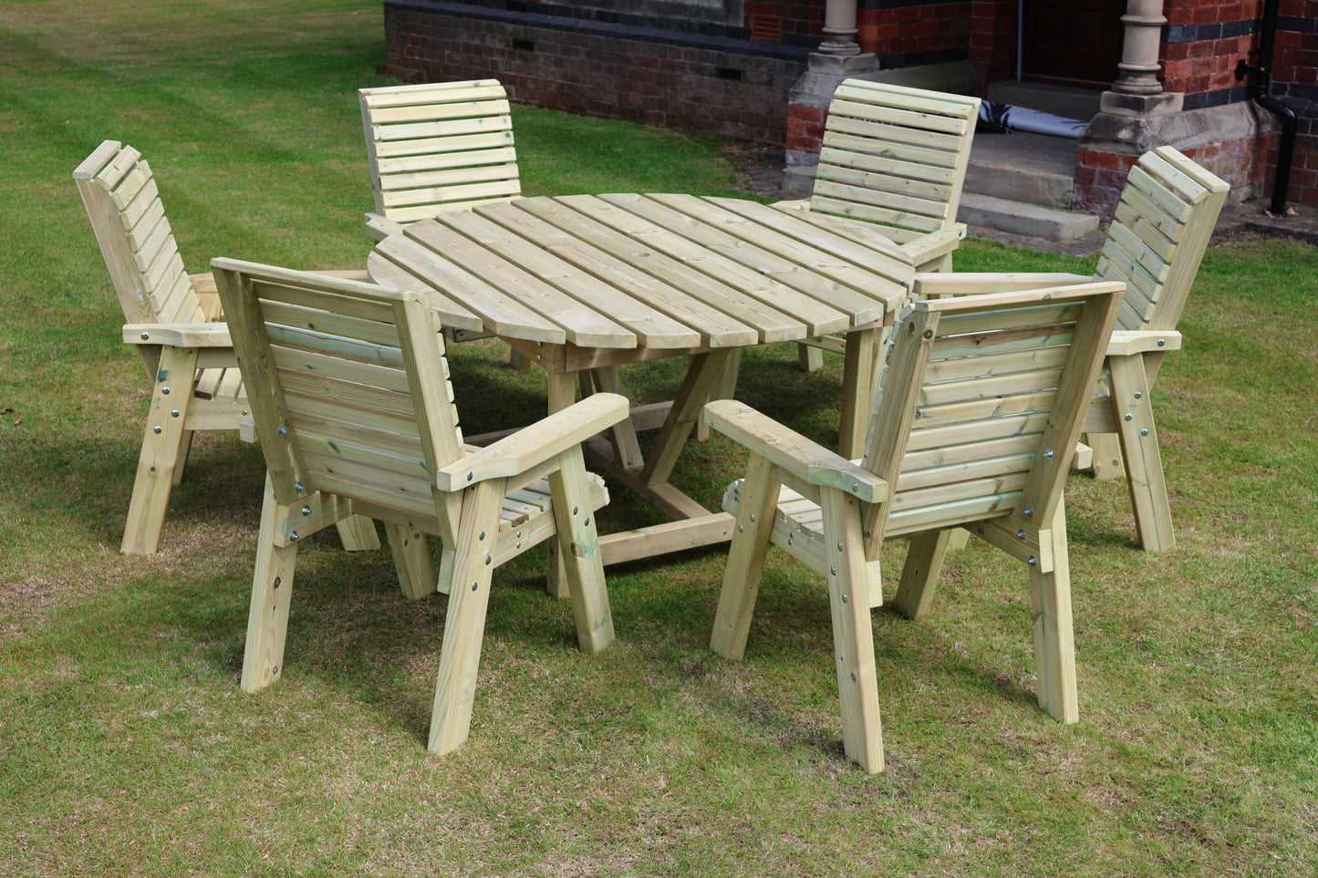 Heritage Tanalised Round Dining Set – 6 Seater with 6 Chairs