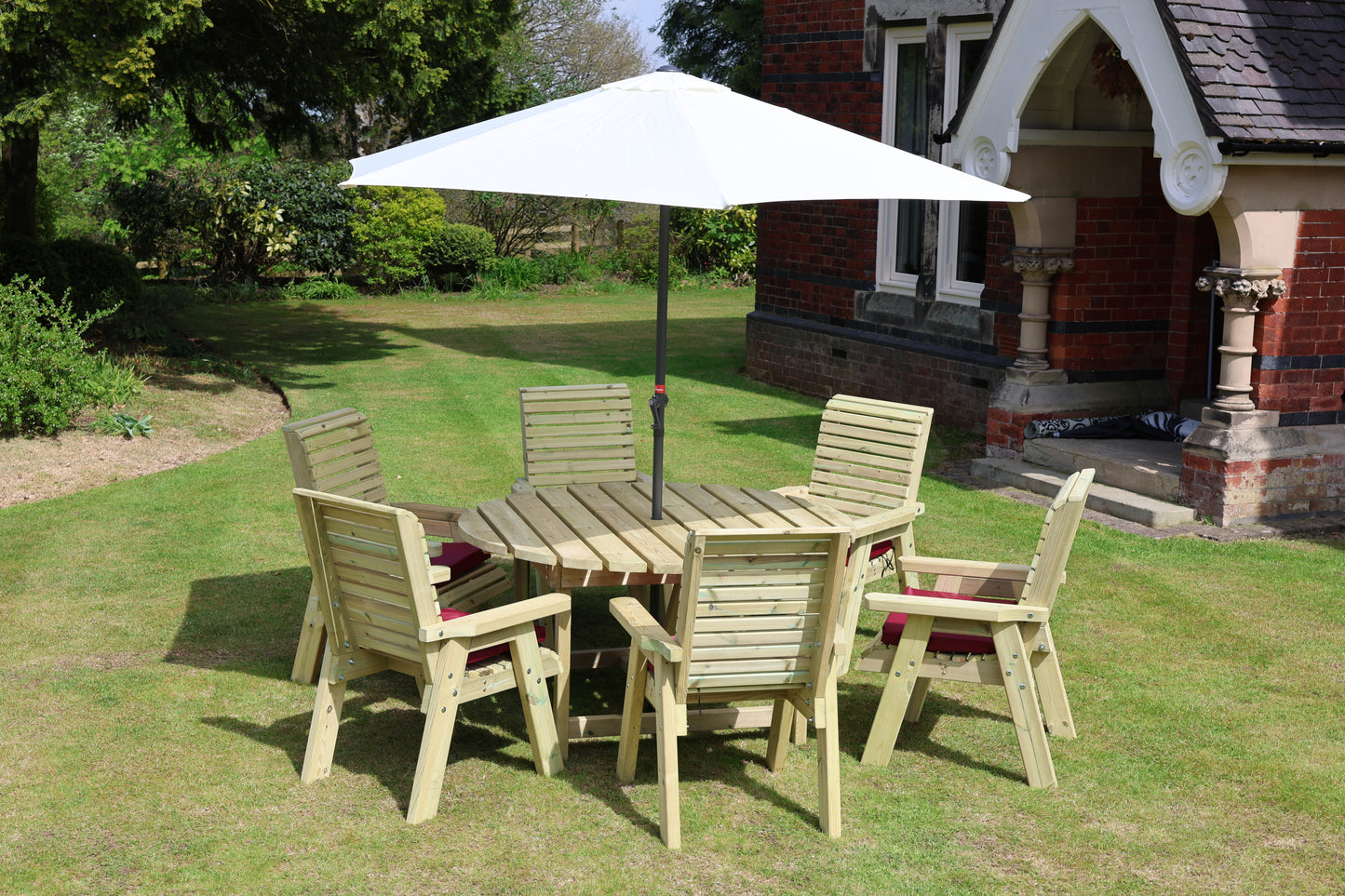 Heritage Tanalised Round Dining Set – 6 Seater with 6 Chairs