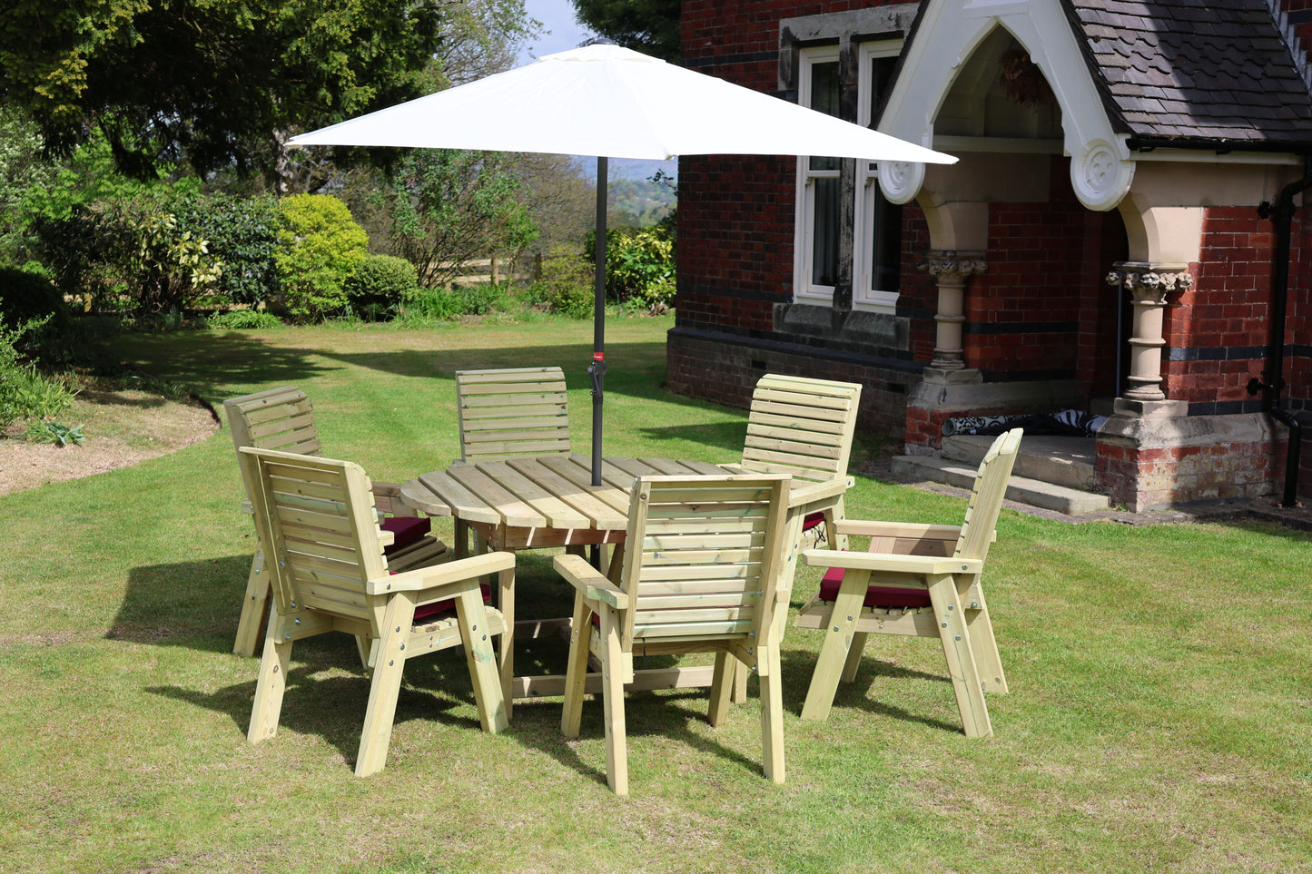 Heritage Tanalised Round Dining Set – 6 Seater with 6 Chairs