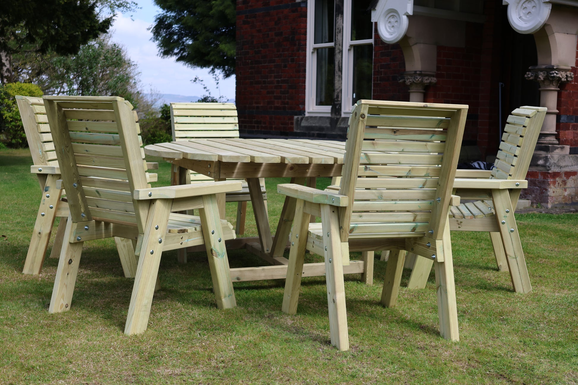 Heritage Tanalised Round Dining Set – 6 Seater with 6 Chairs