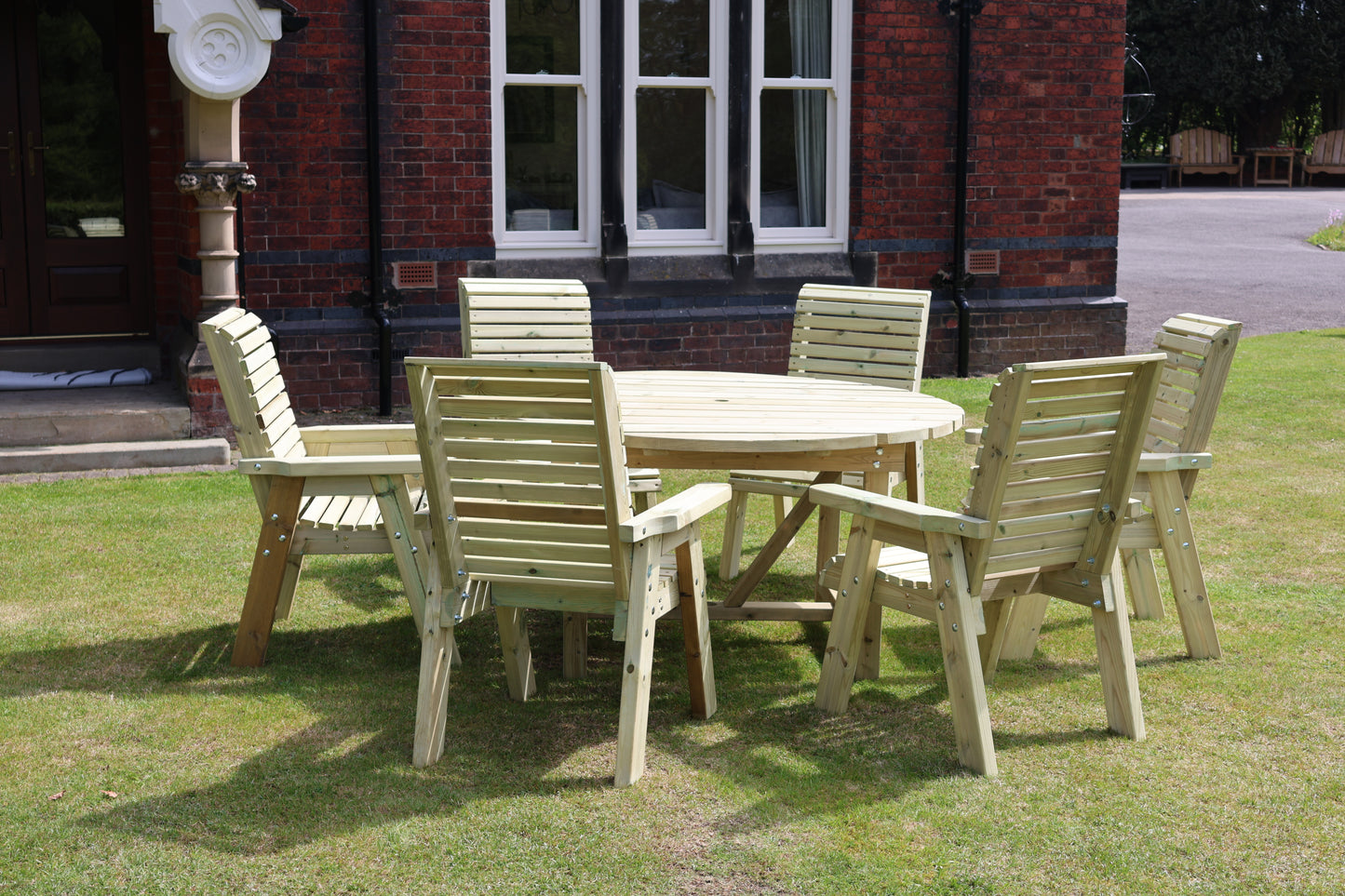 Heritage Tanalised Round Dining Set – 6 Seater with 6 Chairs