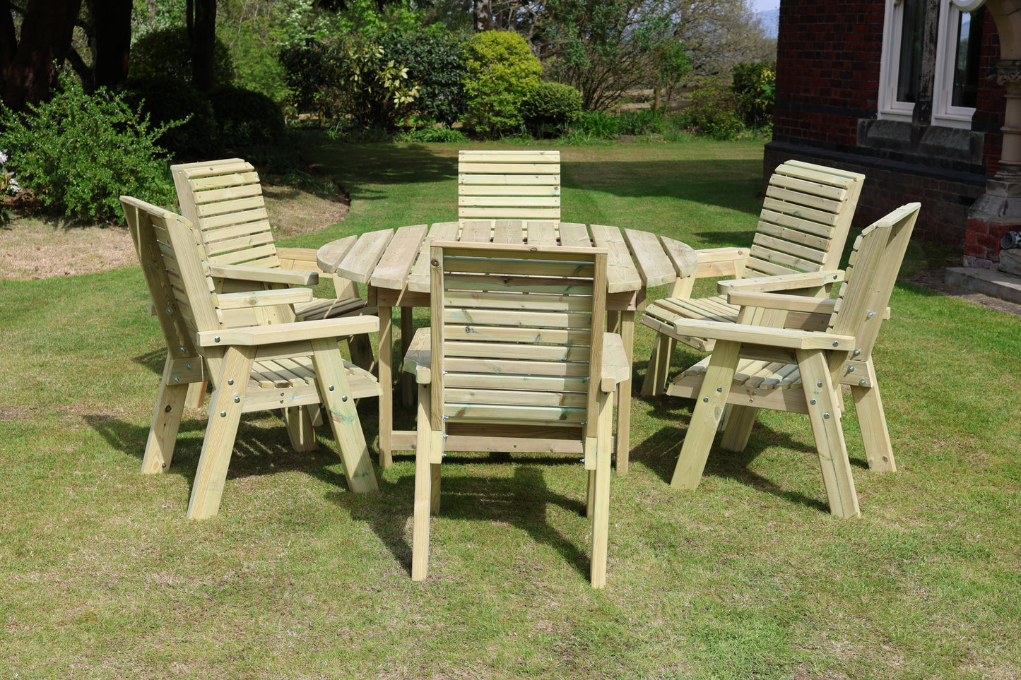 Heritage Tanalised Round Dining Set – 6 Seater with 6 Chairs