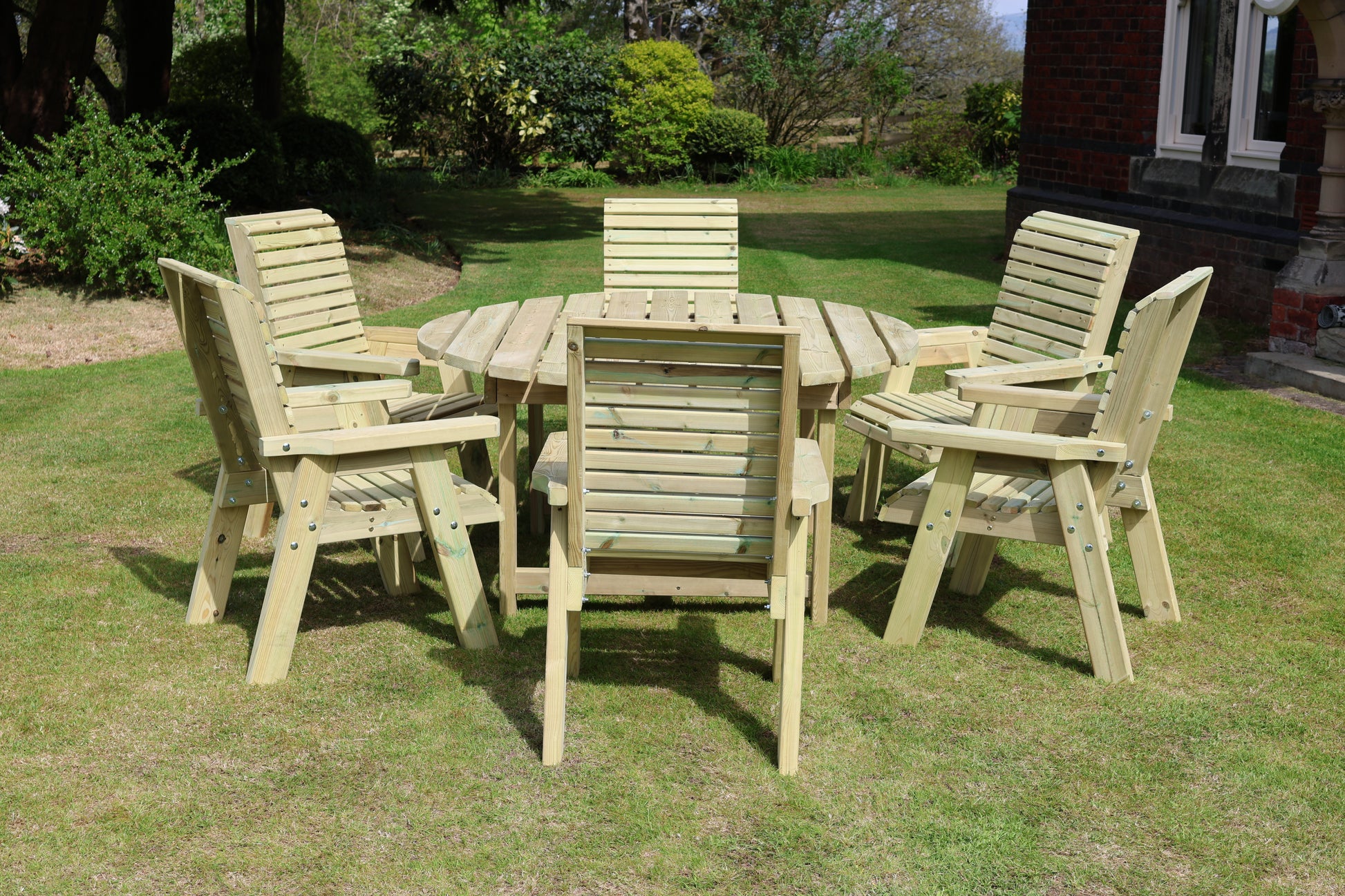 Heritage Tanalised Round Dining Set – 6 Seater with 6 Chairs
