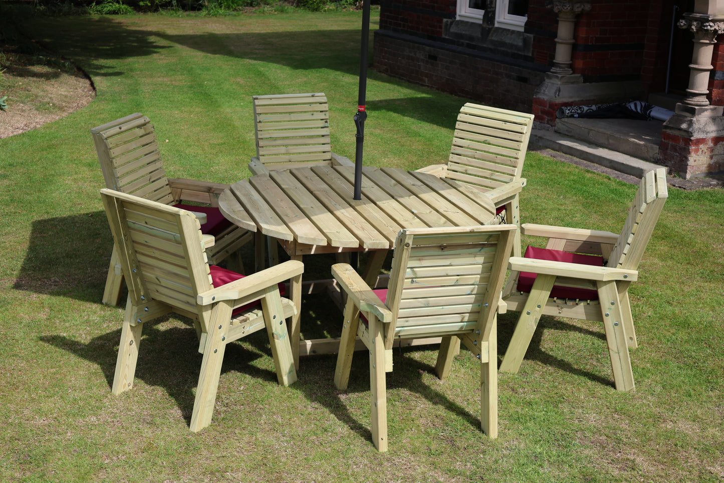 Heritage Tanalised Round Dining Set – 6 Seater with 6 Chairs