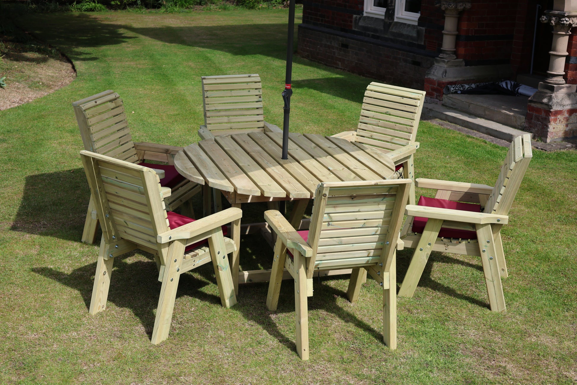 Heritage Tanalised Round Dining Set – 6 Seater with 6 Chairs
