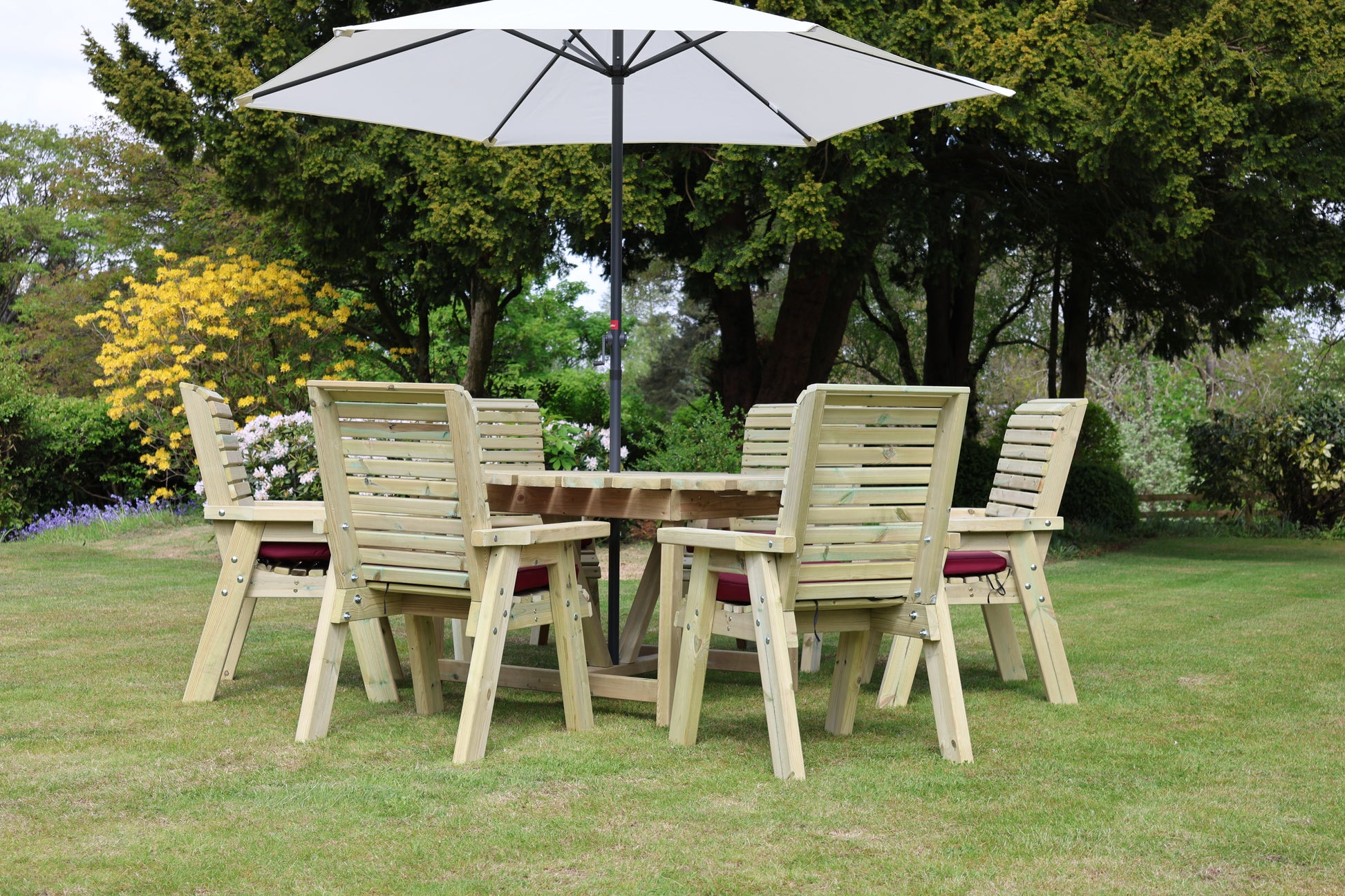 Heritage Tanalised Round Dining Set – 6 Seater with 6 Chairs