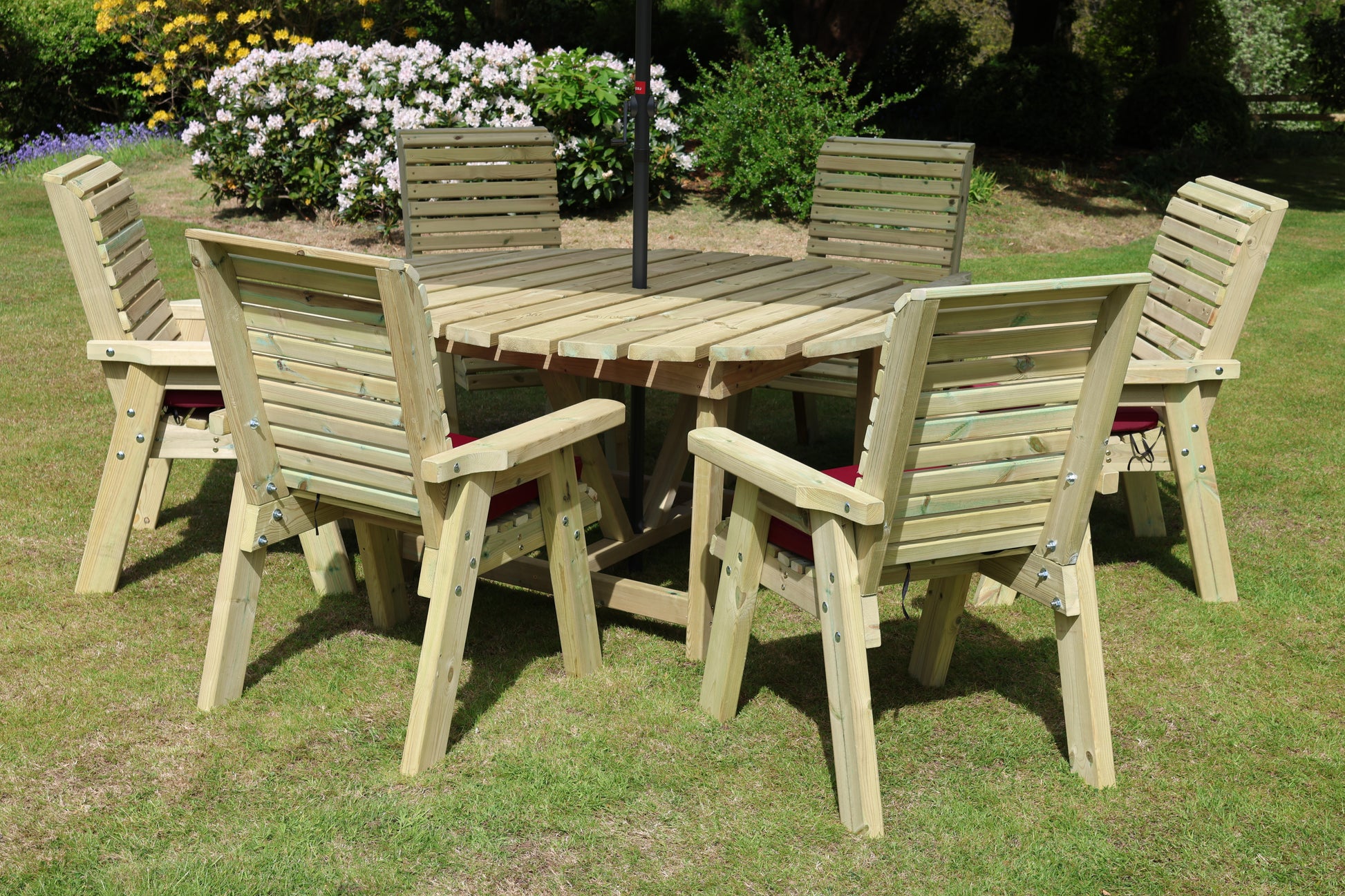Heritage Tanalised Round Dining Set – 6 Seater with 6 Chairs