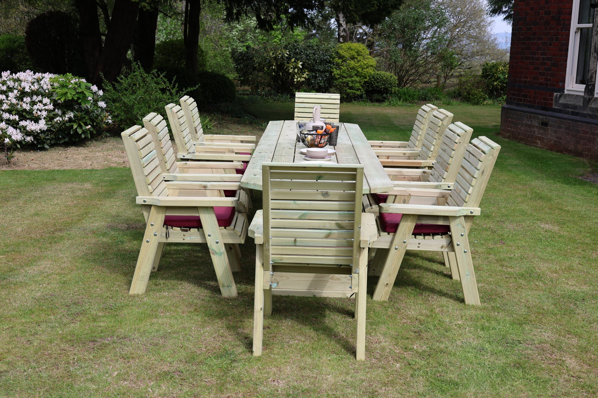 Heritage Tanalised Large Dining Set – 10 Seater with 10 Chairs and 2.4m Table