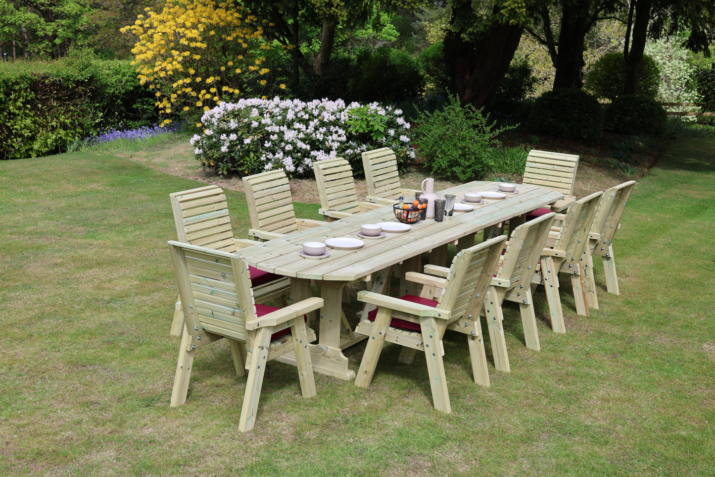 Heritage Tanalised Large Dining Set – 10 Seater with 10 Chairs and 2.4m Table