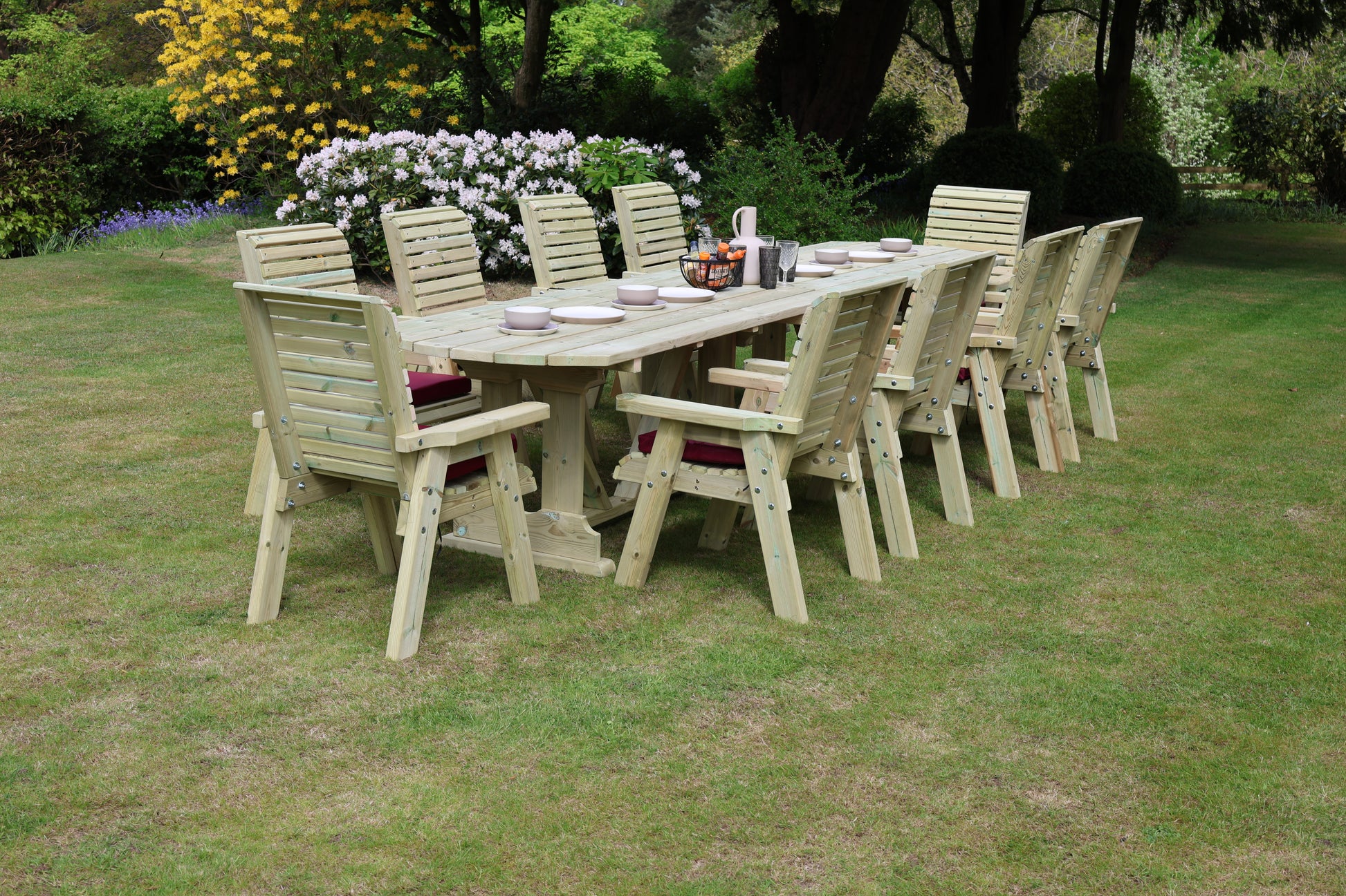 Heritage Tanalised Large Dining Set – 10 Seater with 10 Chairs and 2.4m Table