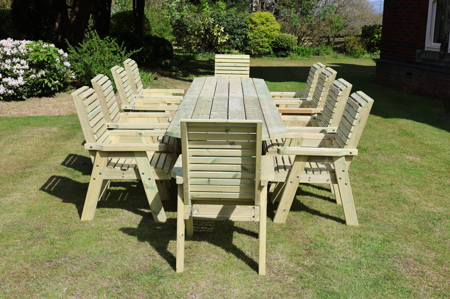 Heritage Tanalised Large Dining Set – 10 Seater with 10 Chairs and 2.4m Table