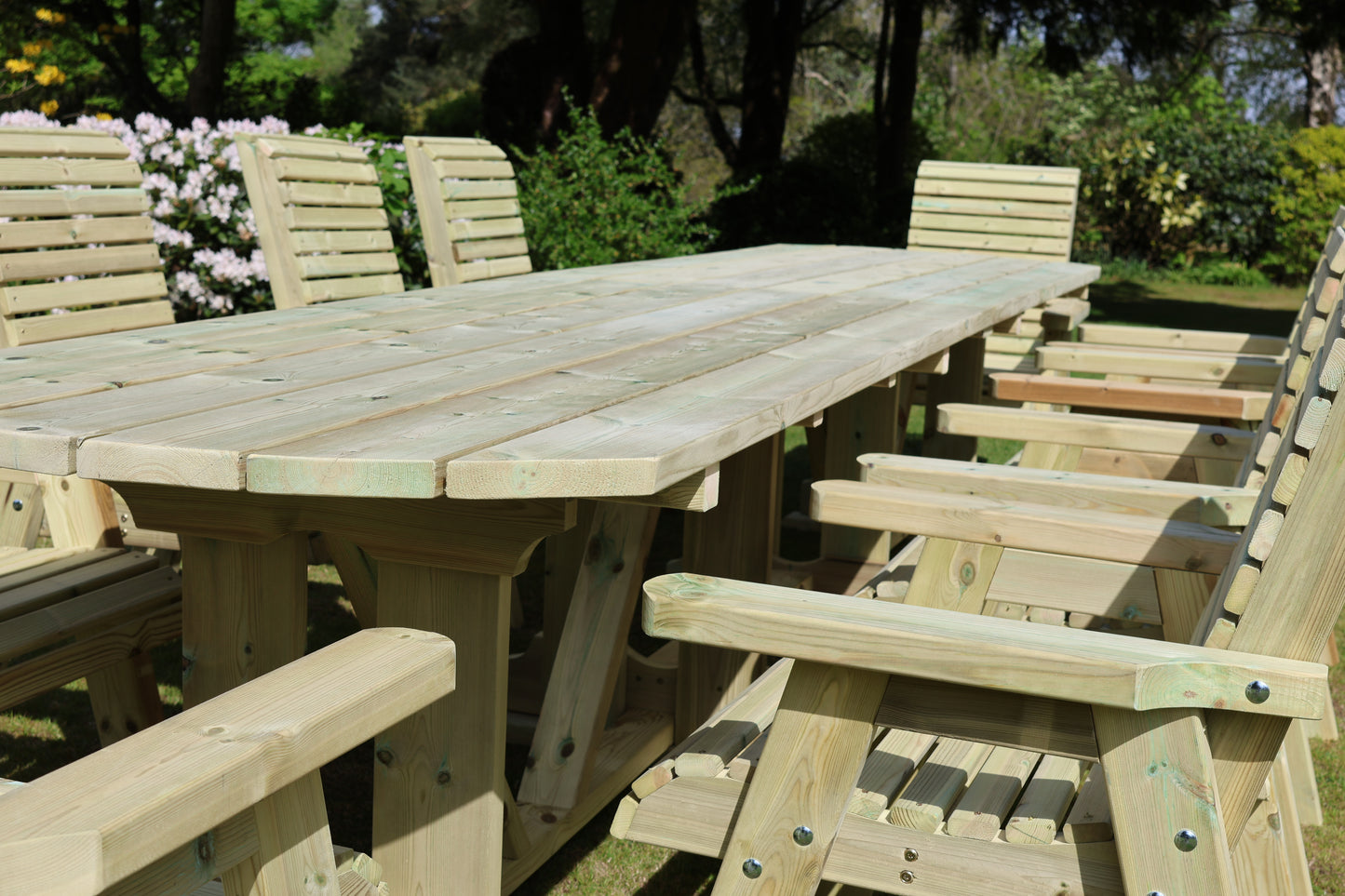 Heritage Tanalised Large Dining Set – 10 Seater with 10 Chairs and 2.4m Table
