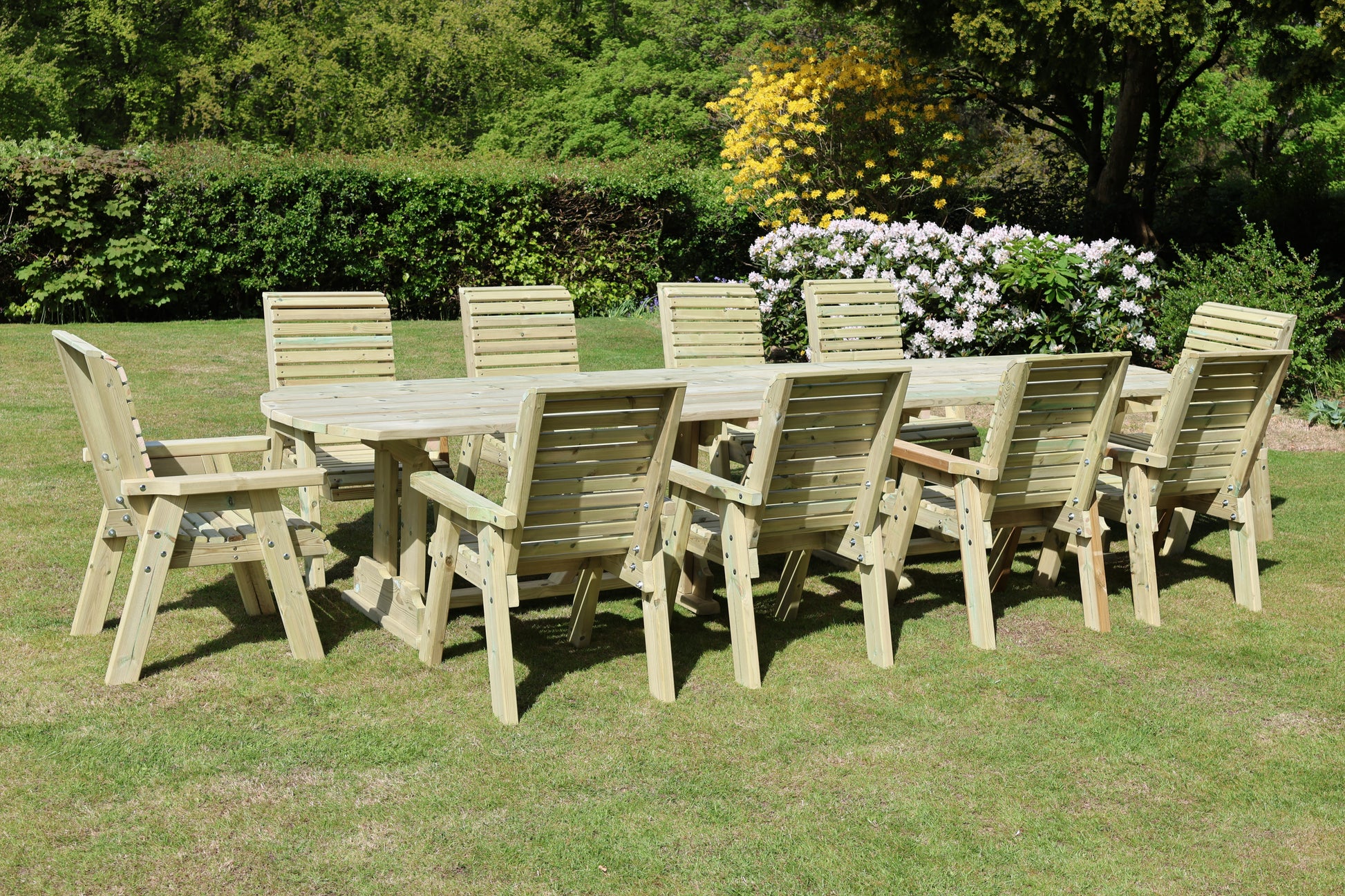 Heritage Tanalised Large Dining Set – 10 Seater with 10 Chairs and 2.4m Table