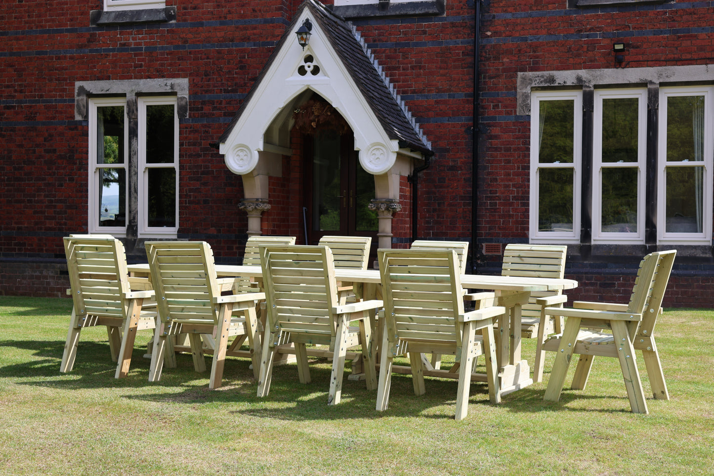 Heritage Tanalised Large Dining Set – 10 Seater with 10 Chairs and 2.4m Table