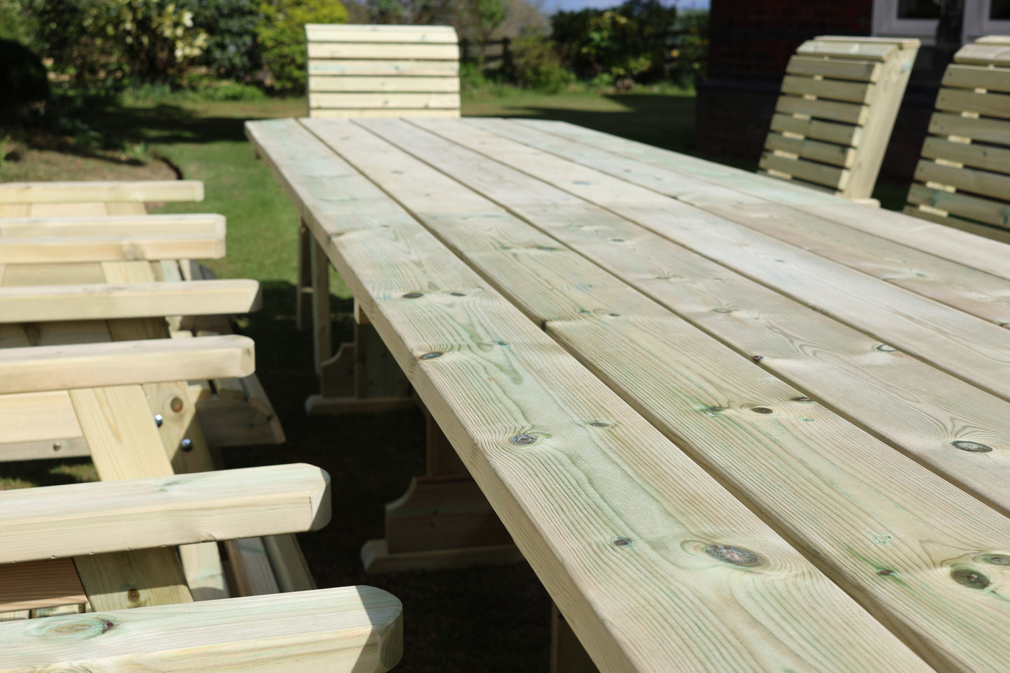 Heritage Tanalised Large Dining Set – 10 Seater with 10 Chairs and 2.4m Table