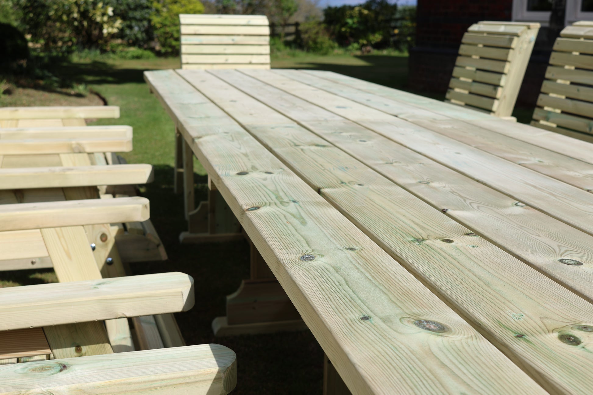 Heritage Tanalised Large Dining Set – 10 Seater with 10 Chairs and 2.4m Table
