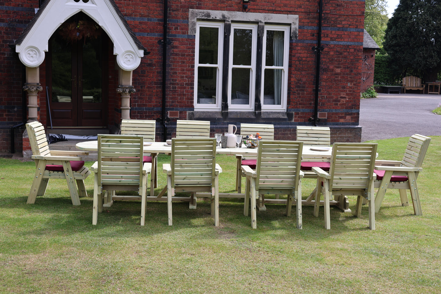 Heritage Tanalised Large Dining Set – 10 Seater with 10 Chairs and 2.4m Table