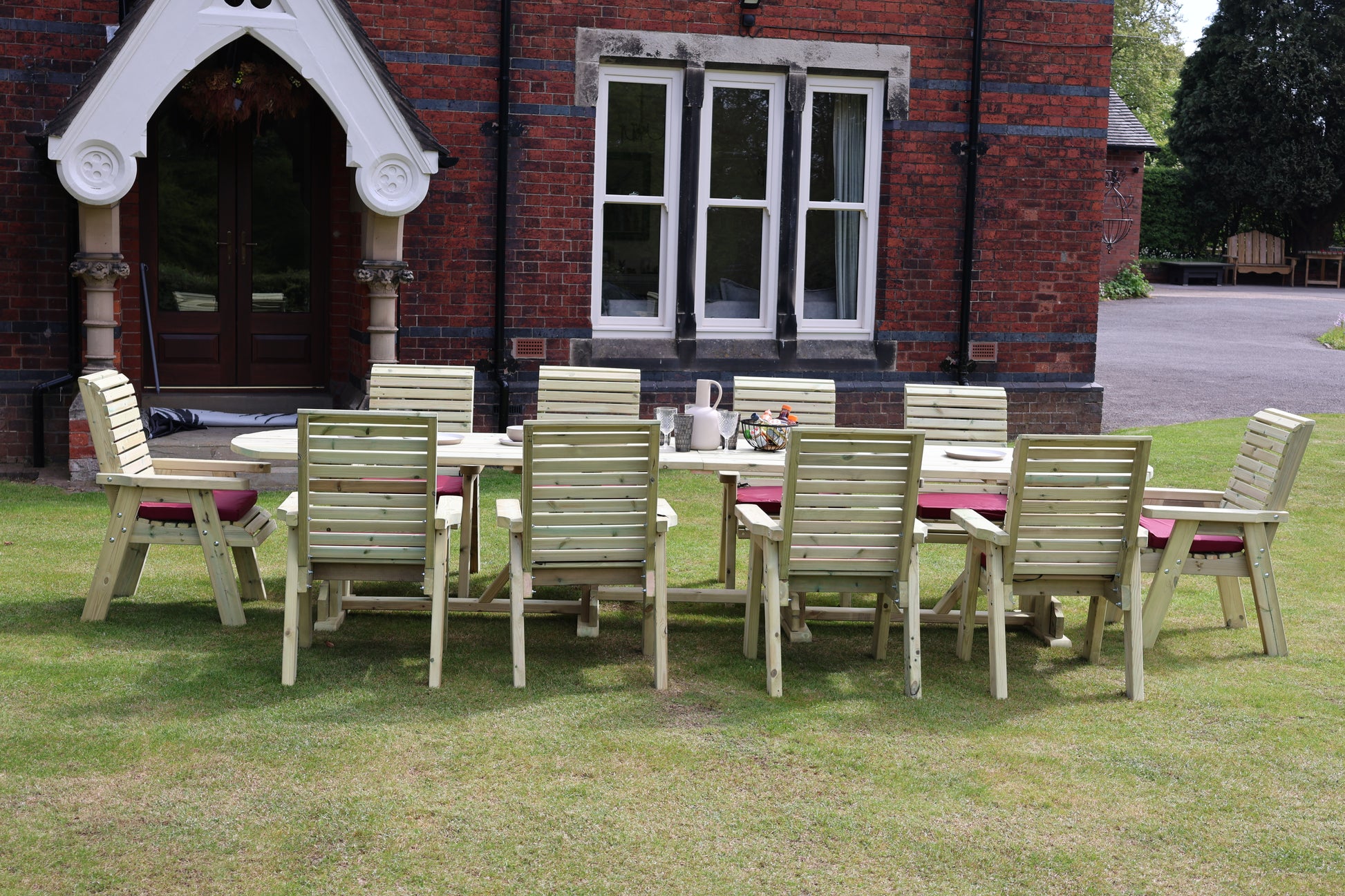 Heritage Tanalised Large Dining Set – 10 Seater with 10 Chairs and 2.4m Table