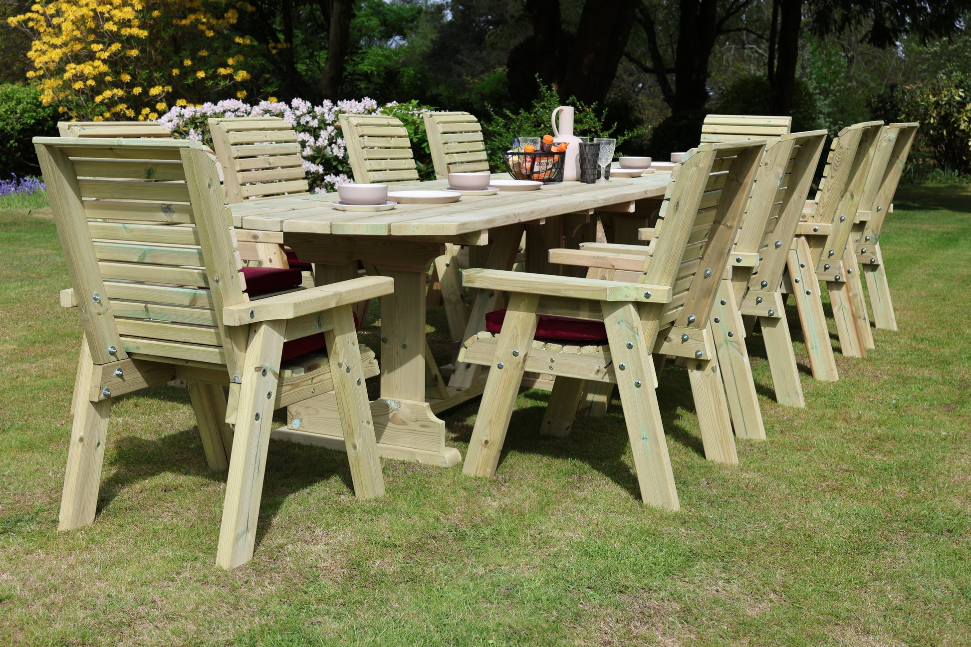 Heritage Tanalised Large Dining Set – 10 Seater with 10 Chairs and 2.4m Table