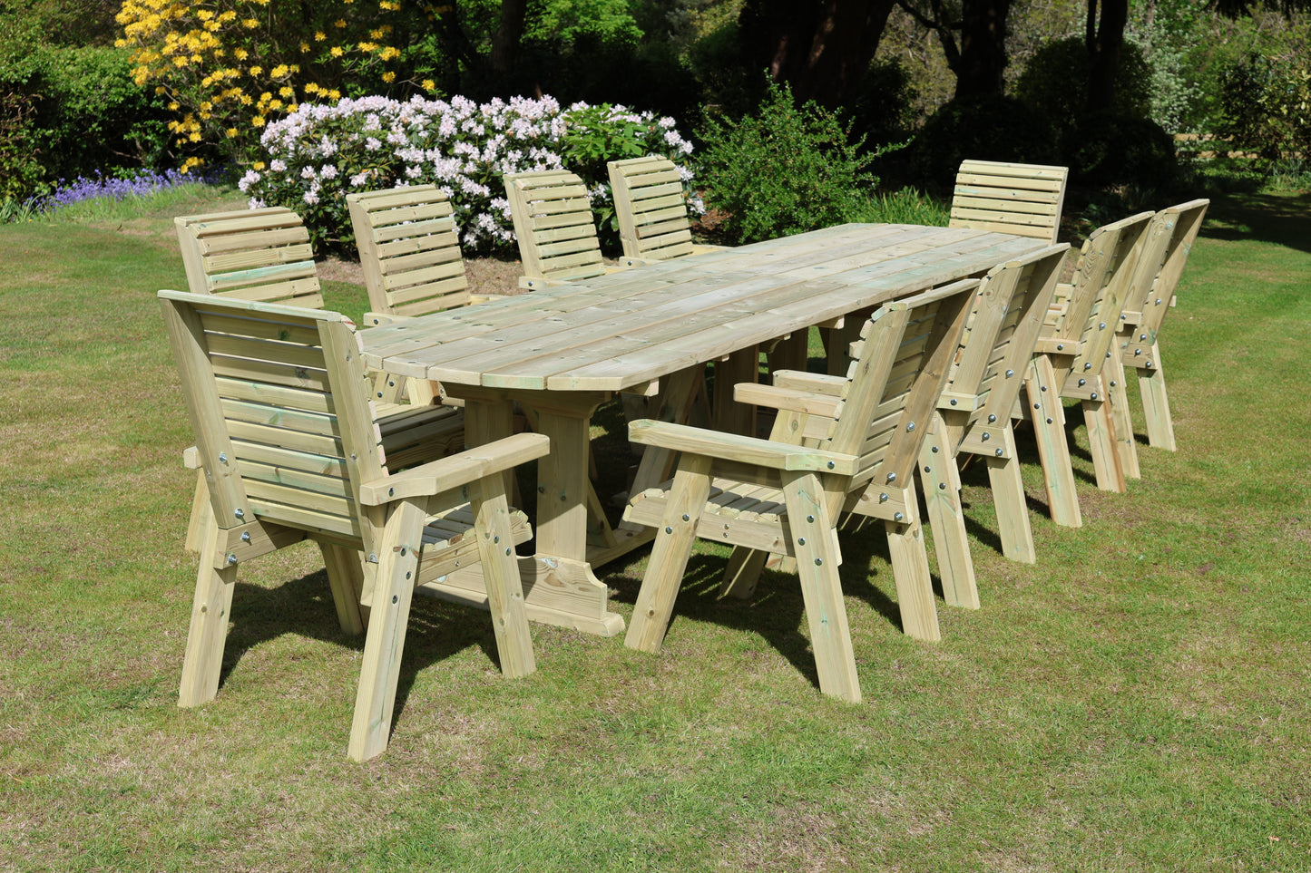 Heritage Tanalised Large Dining Set – 10 Seater with 10 Chairs and 2.4m Table