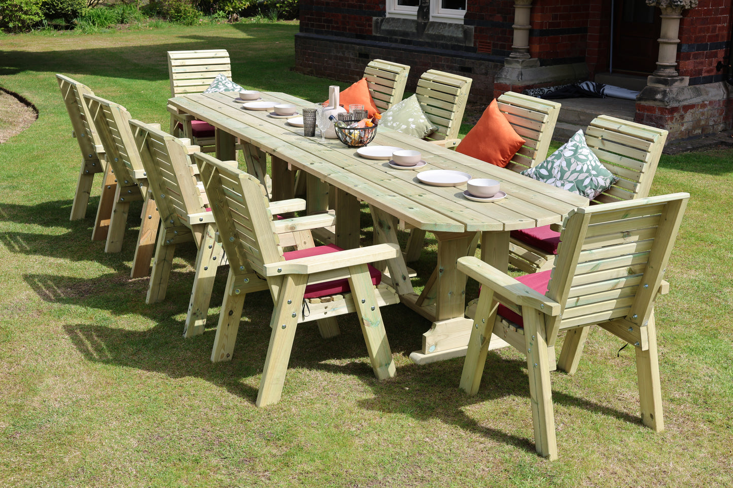 Heritage Tanalised Large Dining Set – 10 Seater with 10 Chairs and 2.4m Table