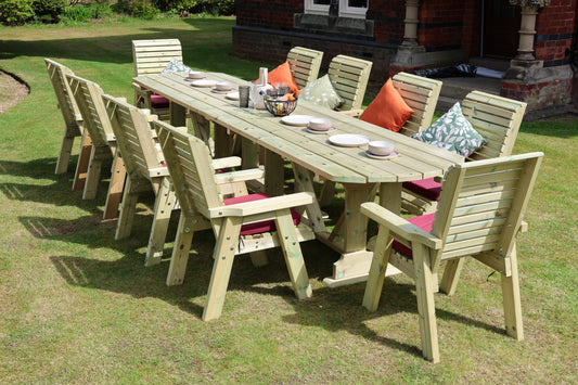 Heritage Tanalised Large Dining Set – 10 Seater with 10 Chairs and 2.4m Table