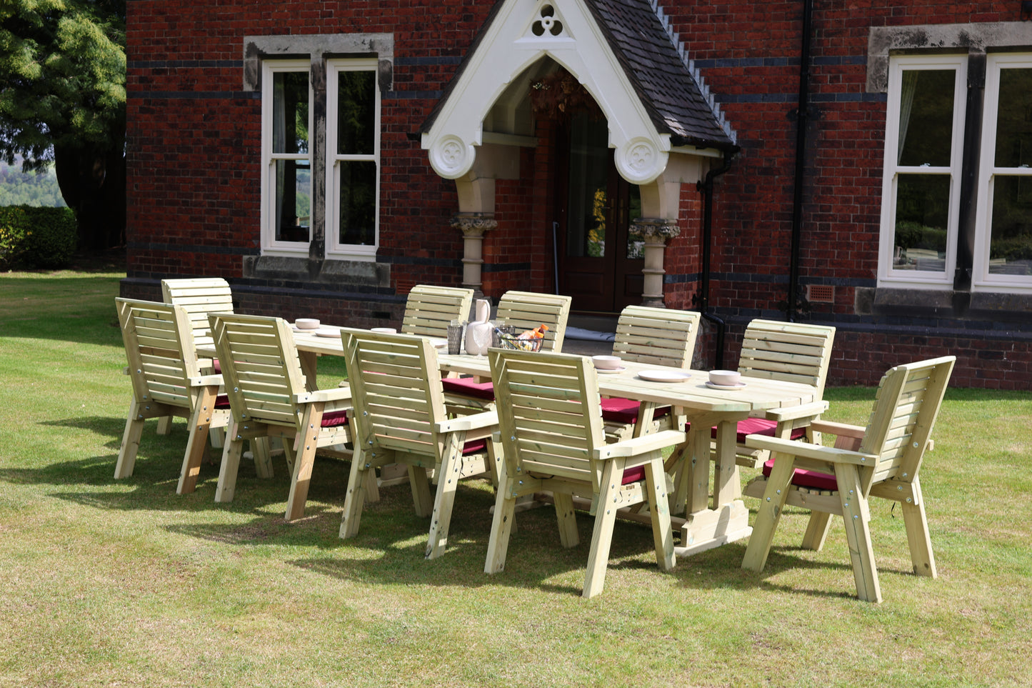 Heritage Tanalised Large Dining Set – 10 Seater with 10 Chairs and 2.4m Table