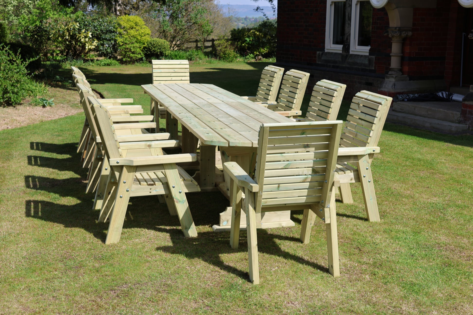 Heritage Tanalised Large Dining Set – 10 Seater with 10 Chairs and 2.4m Table