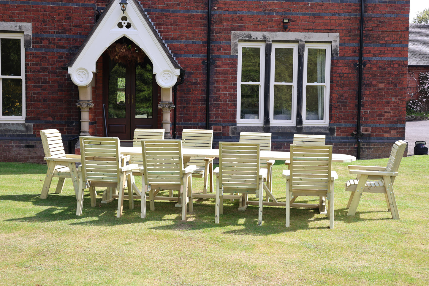 Heritage Tanalised Large Dining Set – 10 Seater with 10 Chairs and 2.4m Table