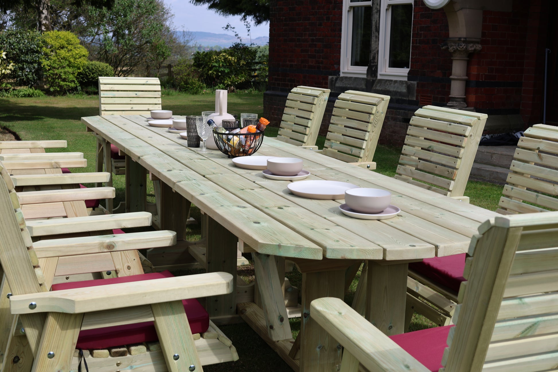 Heritage Tanalised Large Dining Set – 10 Seater with 10 Chairs and 2.4m Table