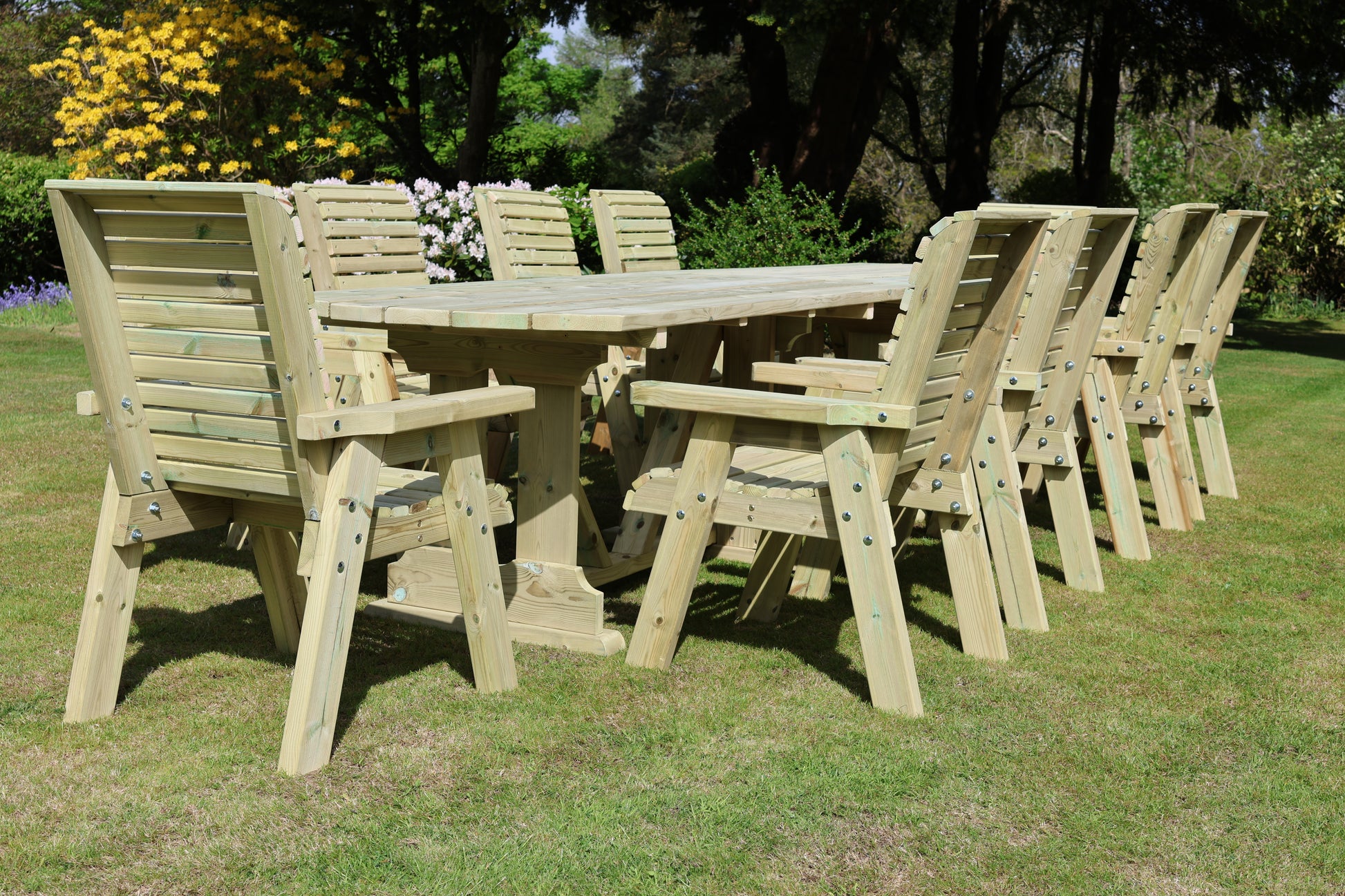 Heritage Tanalised Large Dining Set – 10 Seater with 10 Chairs and 2.4m Table