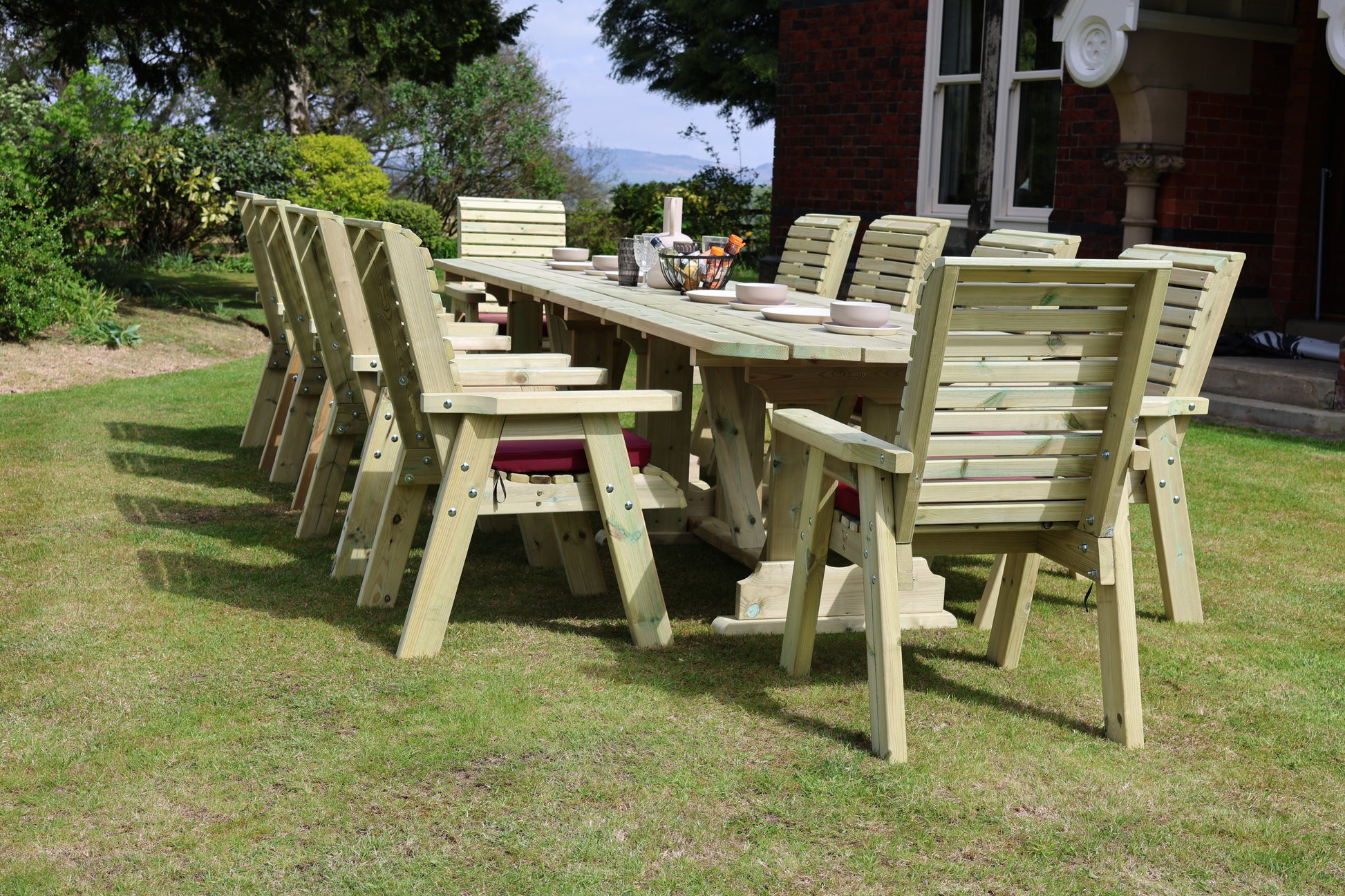 Heritage Tanalised Large Dining Set – 10 Seater with 10 Chairs and 2.4m Table