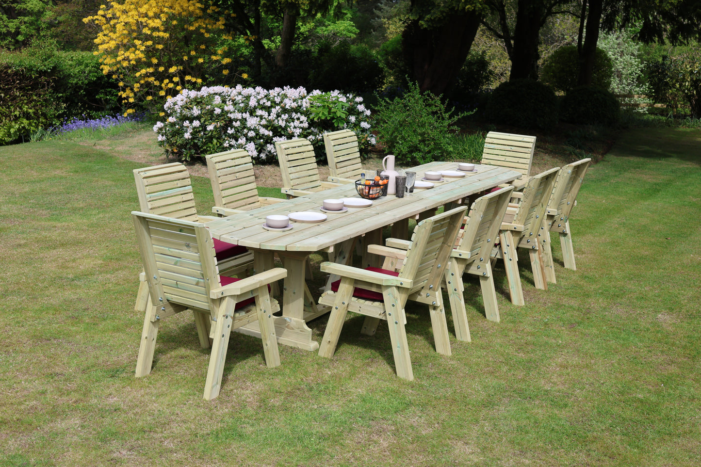 Heritage Tanalised Large Dining Set – 10 Seater with 10 Chairs and 2.4m Table